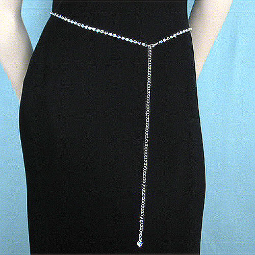 Narrow One Line Crystal Rhinestone Belt, a fashion accessorie - Evening Elegance