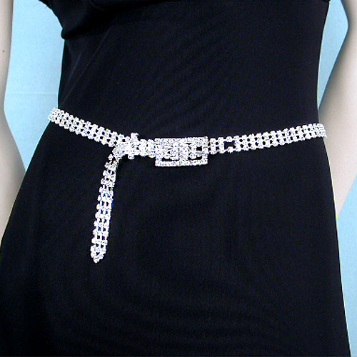 Three Line Crystal Rhinestone Belt, a fashion accessorie - Evening Elegance