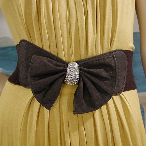 Wide Elastic Belt with Rhinestone Trim, a fashion accessorie - Evening Elegance