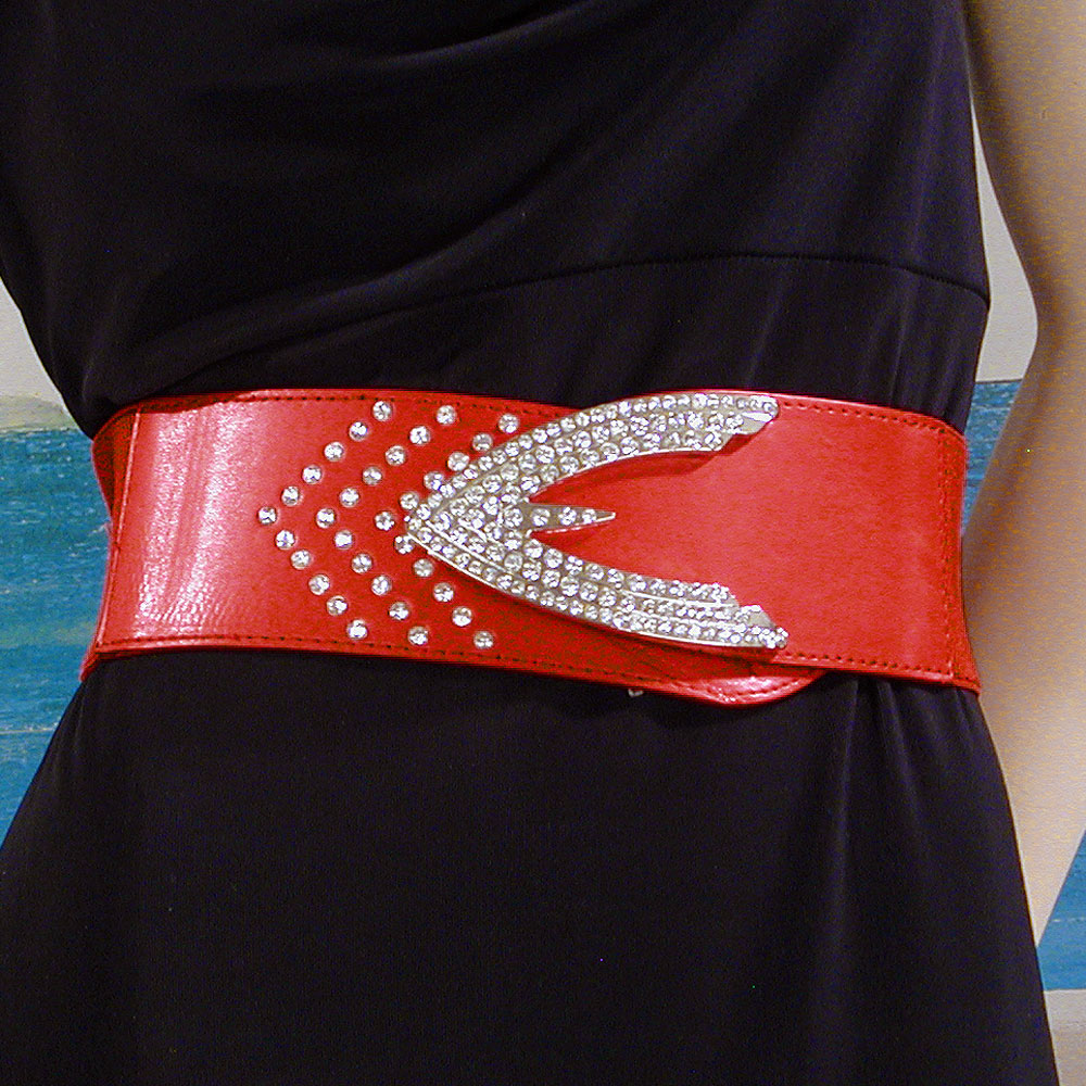 Wide with Crystal Rhinestone Design on Front, a fashion accessorie - Evening Elegance