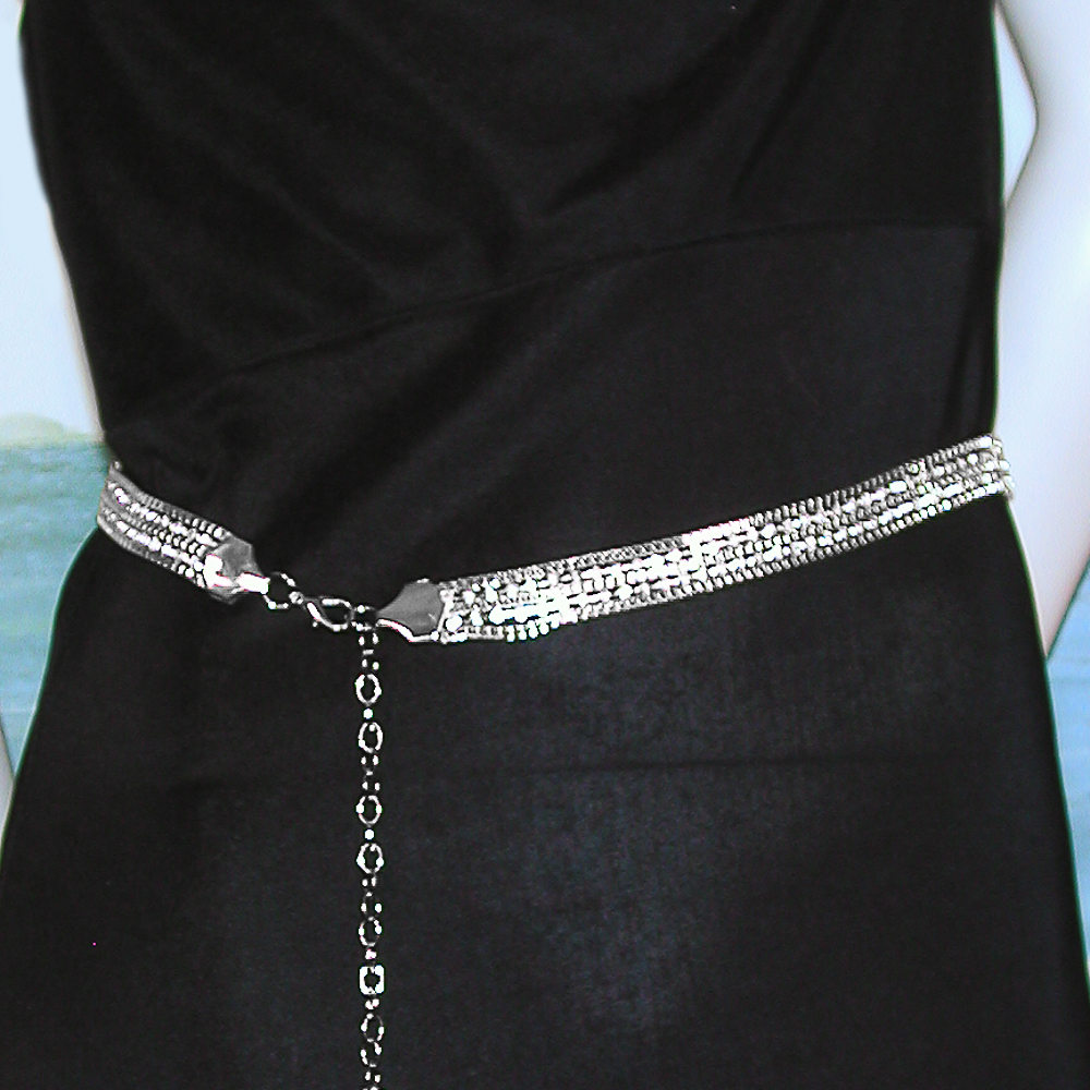 Metal Mesh and CrystalRhinestone Belt, a fashion accessorie - Evening Elegance