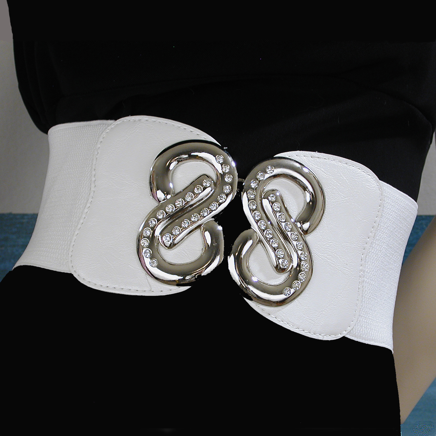 Wide Belt with Double Eight Design, a fashion accessorie - Evening Elegance