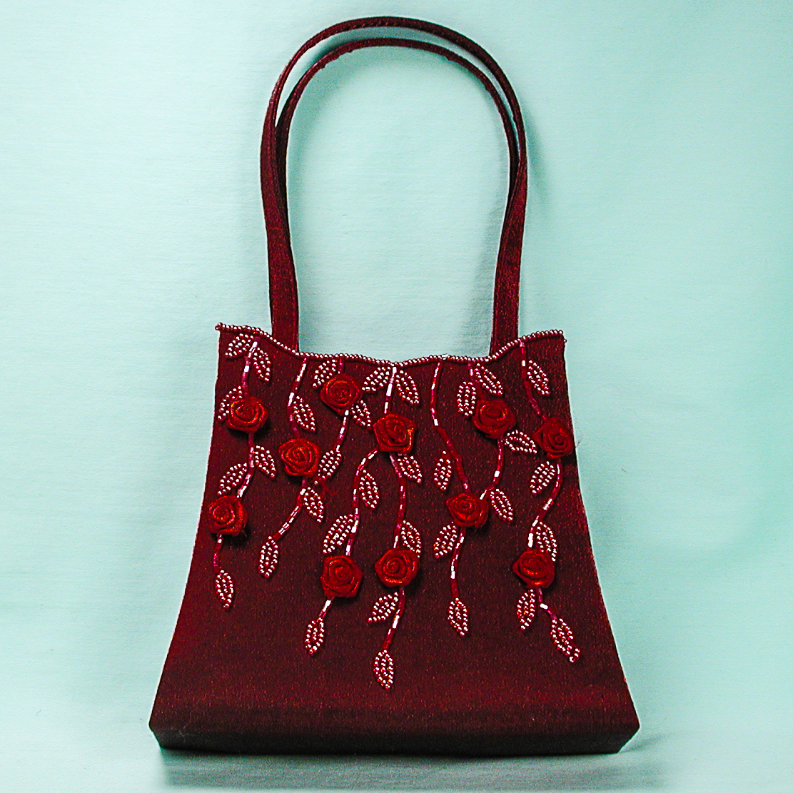 Tall Sparkle Satin Evening Bag with Beaded Design, a fashion accessorie - Evening Elegance