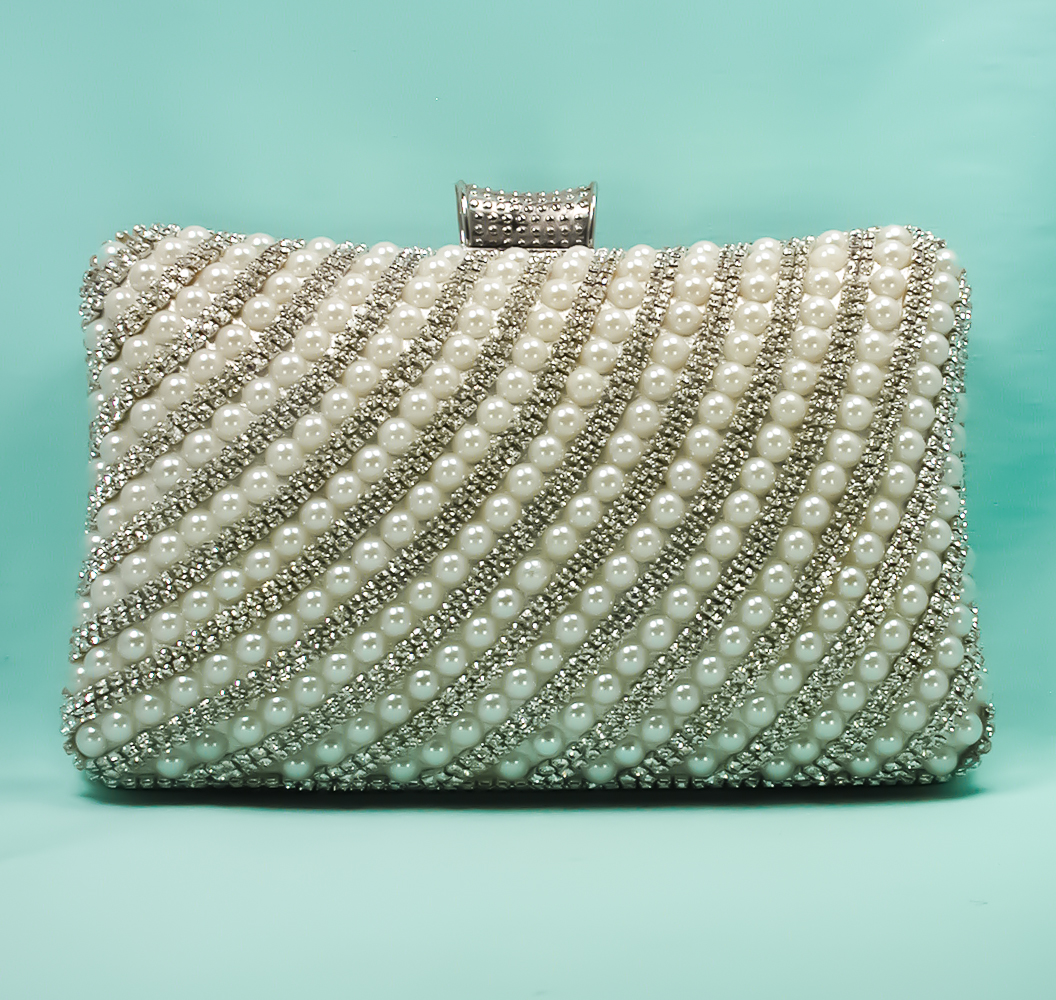 Crystal Rhinestone and Pearl Evening Bag Clutch, a fashion accessorie - Evening Elegance
