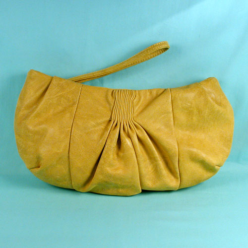 Faux Leather Bag with Tucks, Pleats and Wrist Handle, a fashion accessorie - Evening Elegance