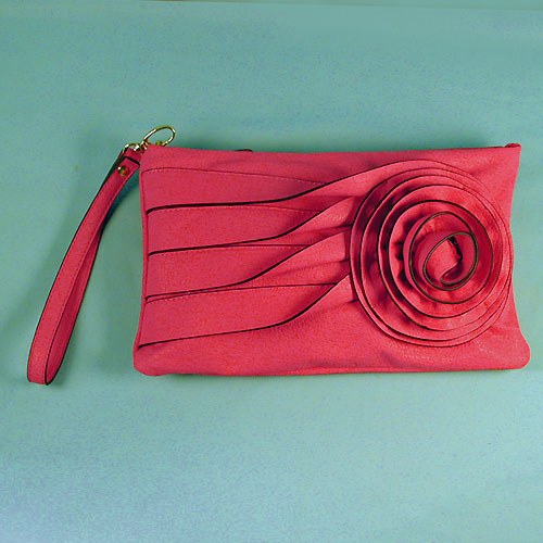 Faux Leather Envelope with Flower, a fashion accessorie - Evening Elegance