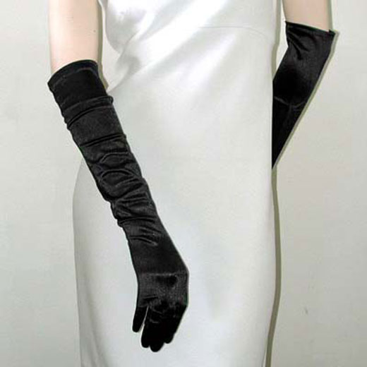 Above the Elbow Satin Stretch Gloves, a fashion accessorie - Evening Elegance