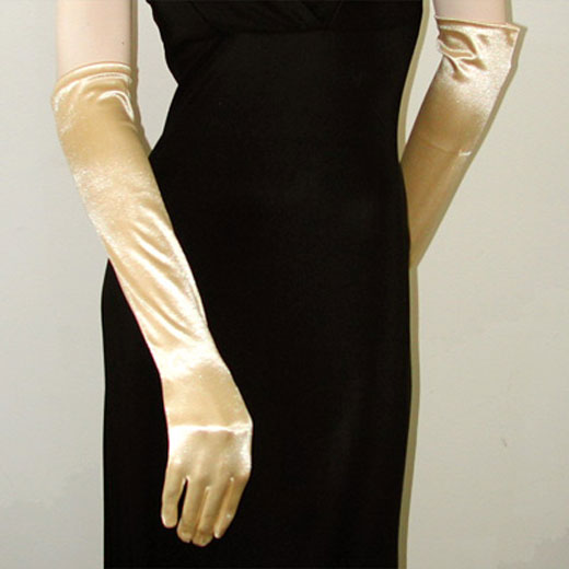 Above the Elbow Satin Stretch Gloves, a fashion accessorie - Evening Elegance