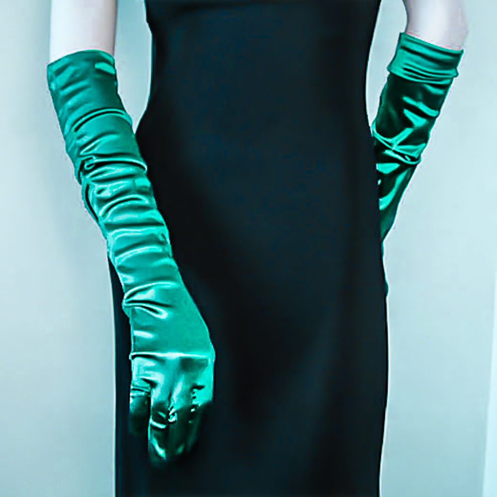 Above the Elbow Satin Stretch Gloves, a fashion accessorie - Evening Elegance