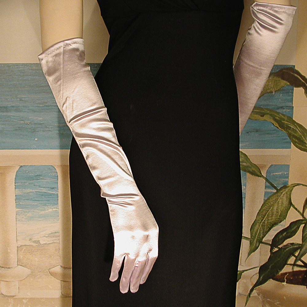 Above the Elbow Satin Stretch Gloves, a fashion accessorie - Evening Elegance