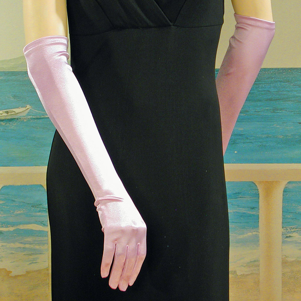 Above the Elbow Satin Stretch Gloves, a fashion accessorie - Evening Elegance