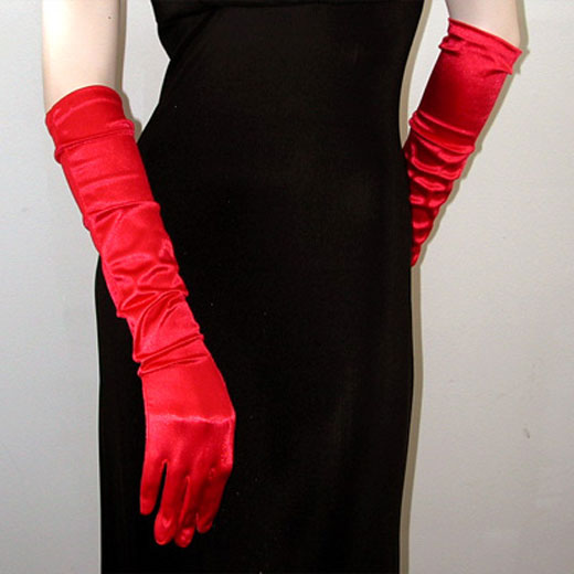 Above the Elbow Satin Stretch Gloves, a fashion accessorie - Evening Elegance