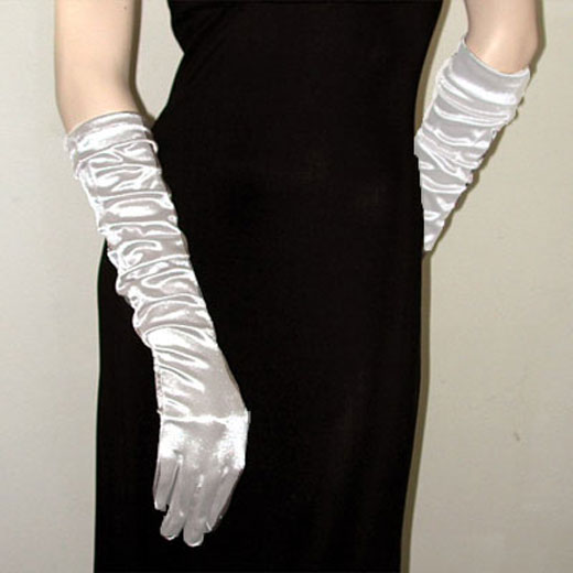 Above the Elbow Satin Stretch Gloves, a fashion accessorie - Evening Elegance