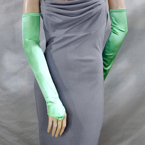 Long Satin Stretch Fingerless Opera Gloves, a fashion accessorie - Evening Elegance