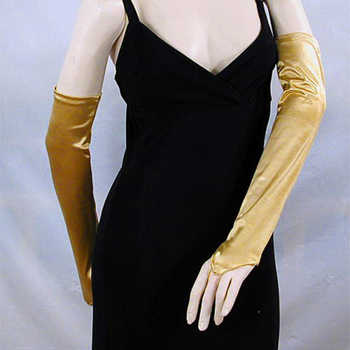 Long Satin Stretch Fingerless Opera Gloves, a fashion accessorie - Evening Elegance