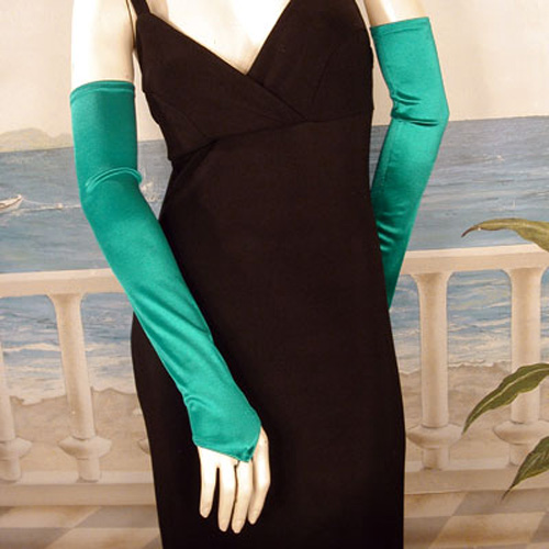 Long Satin Stretch Fingerless Opera Gloves, a fashion accessorie - Evening Elegance