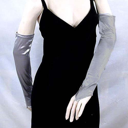 Long Satin Stretch Fingerless Opera Gloves, a fashion accessorie - Evening Elegance