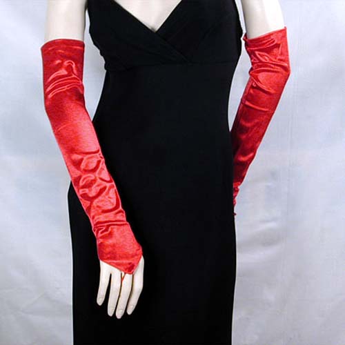 Long Satin Stretch Fingerless Opera Gloves, a fashion accessorie - Evening Elegance