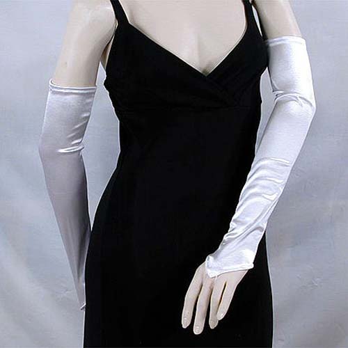 Long Satin Stretch Fingerless Opera Gloves, a fashion accessorie - Evening Elegance