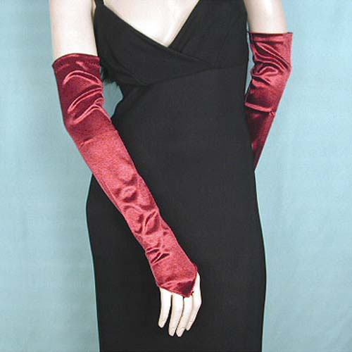 Long Satin Stretch Fingerless Opera Gloves, a fashion accessorie - Evening Elegance