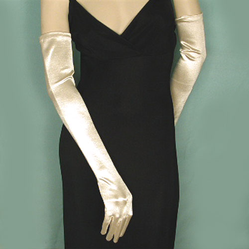 satin prom dress with gloves