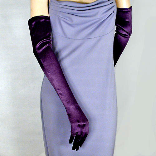 satin prom dress with gloves