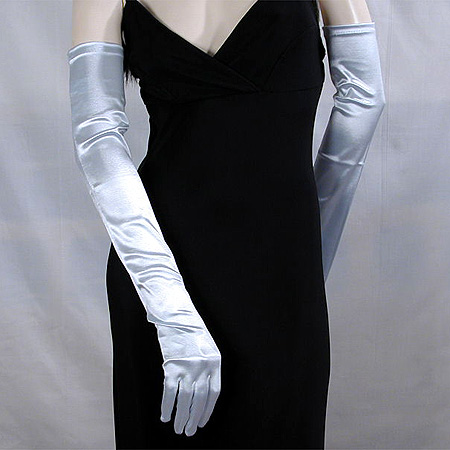satin prom dress with gloves