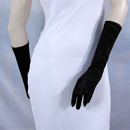 Satin Stretch Gloves Below the Elbow, a fashion accessorie - Evening Elegance