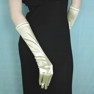 Satin Stretch Gloves Below the Elbow, a fashion accessorie - Evening Elegance