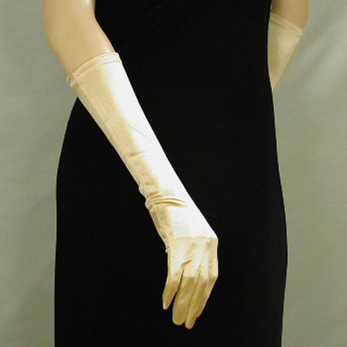 Satin Stretch Gloves Below the Elbow, a fashion accessorie - Evening Elegance