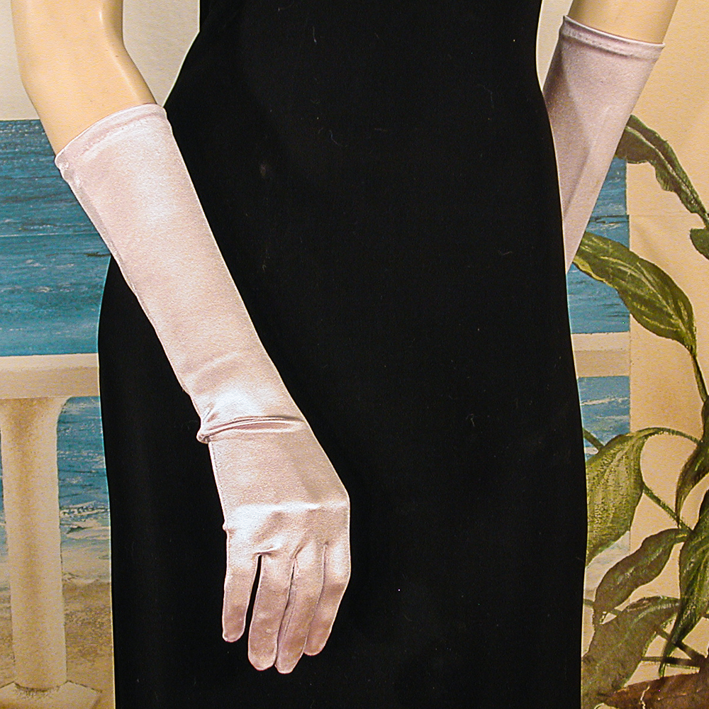 Satin Stretch Gloves Below the Elbow, a fashion accessorie - Evening Elegance