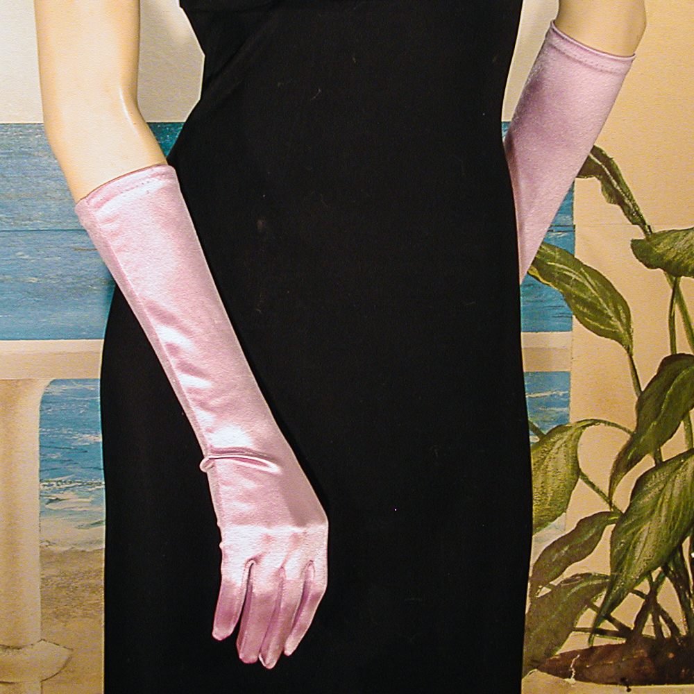 Satin Stretch Gloves Below the Elbow, a fashion accessorie - Evening Elegance