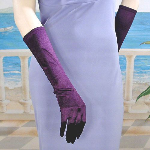 Satin Stretch Gloves Below the Elbow, a fashion accessorie - Evening Elegance