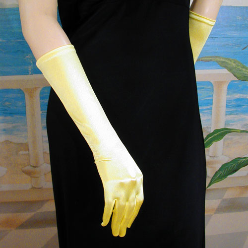 Satin Stretch Gloves Below the Elbow, a fashion accessorie - Evening Elegance