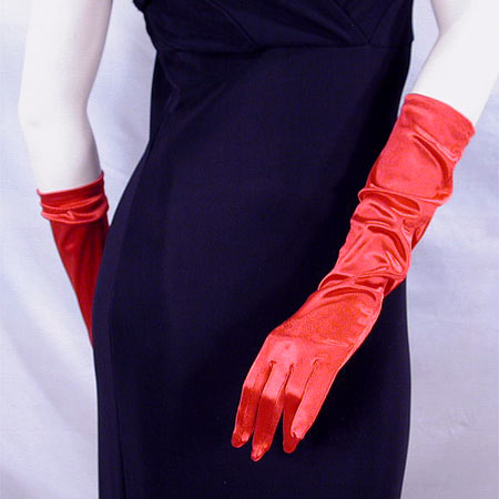 Satin Stretch Gloves Below the Elbow, a fashion accessorie - Evening Elegance