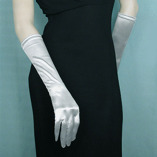 Satin Stretch Gloves Below the Elbow, a fashion accessorie - Evening Elegance