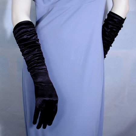 Shirred Satin Gloves, a fashion accessorie - Evening Elegance