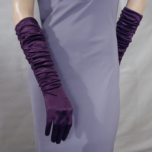 Shirred Satin Gloves, a fashion accessorie - Evening Elegance