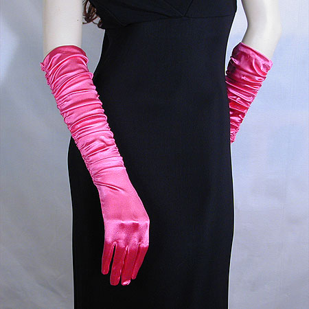 Shirred Satin Gloves, a fashion accessorie - Evening Elegance