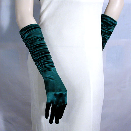 Shirred Satin Gloves, a fashion accessorie - Evening Elegance