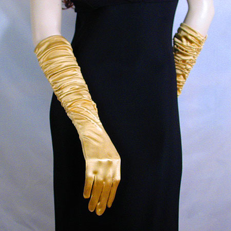 Shirred Satin Gloves, a fashion accessorie - Evening Elegance