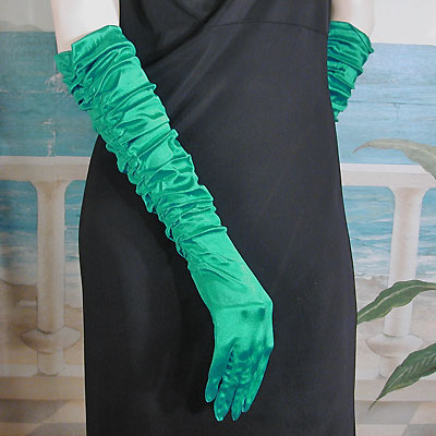 Shirred Satin Gloves, a fashion accessorie - Evening Elegance