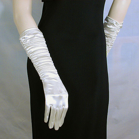 Shirred Satin Gloves, a fashion accessorie - Evening Elegance