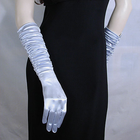 Shirred Satin Gloves, a fashion accessorie - Evening Elegance