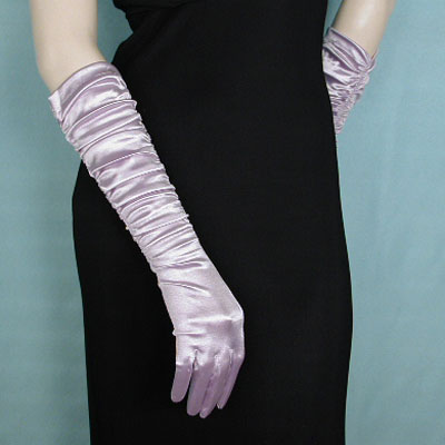 Shirred Satin Gloves, a fashion accessorie - Evening Elegance