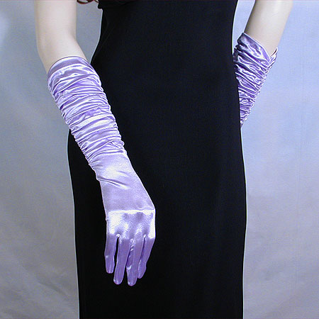 Shirred Satin Gloves, a fashion accessorie - Evening Elegance