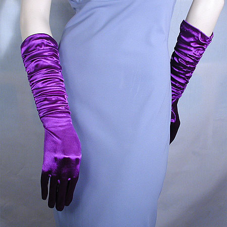 Shirred Satin Gloves, a fashion accessorie - Evening Elegance