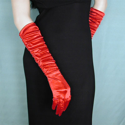 Shirred Satin Gloves, a fashion accessorie - Evening Elegance
