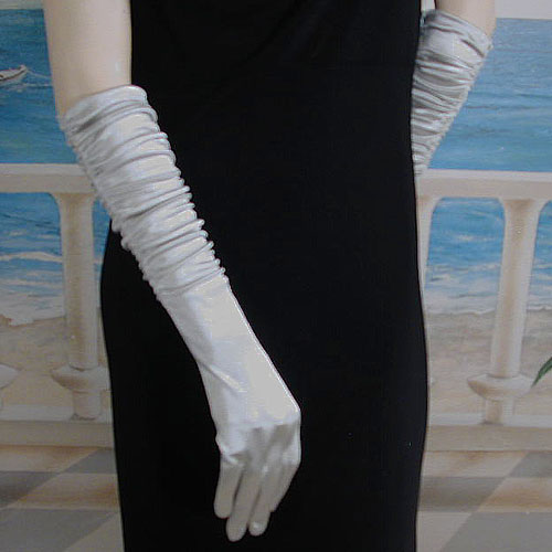 Shirred Satin Gloves, a fashion accessorie - Evening Elegance