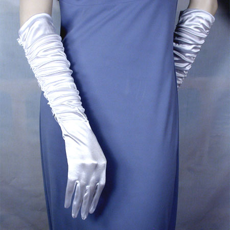 Shirred Satin Gloves, a fashion accessorie - Evening Elegance